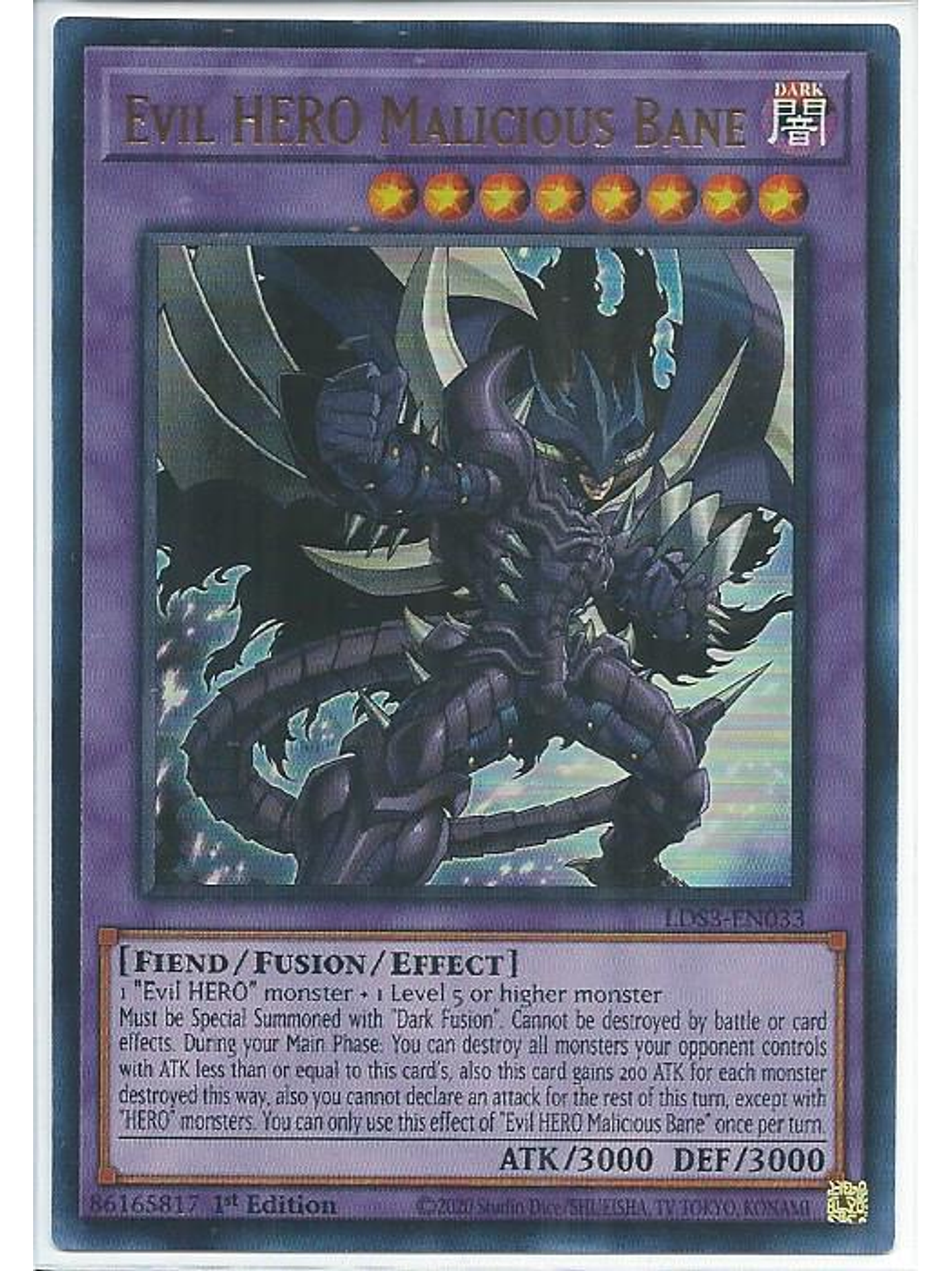 Evil HERO Malicious Bane (Red) - LDS3-EN033 - Ultra Rare 1st Edition 1