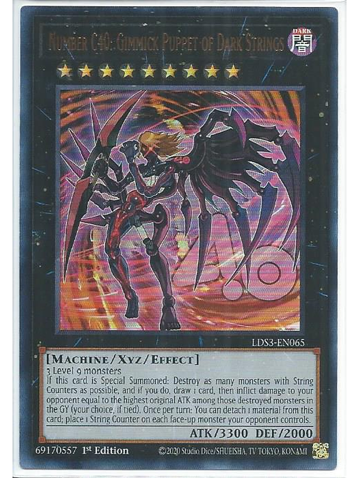 Number C40: Gimmick Puppet of Dark Strings (Blue) - LDS3-EN065 Ultra Rare 1st Edition 1