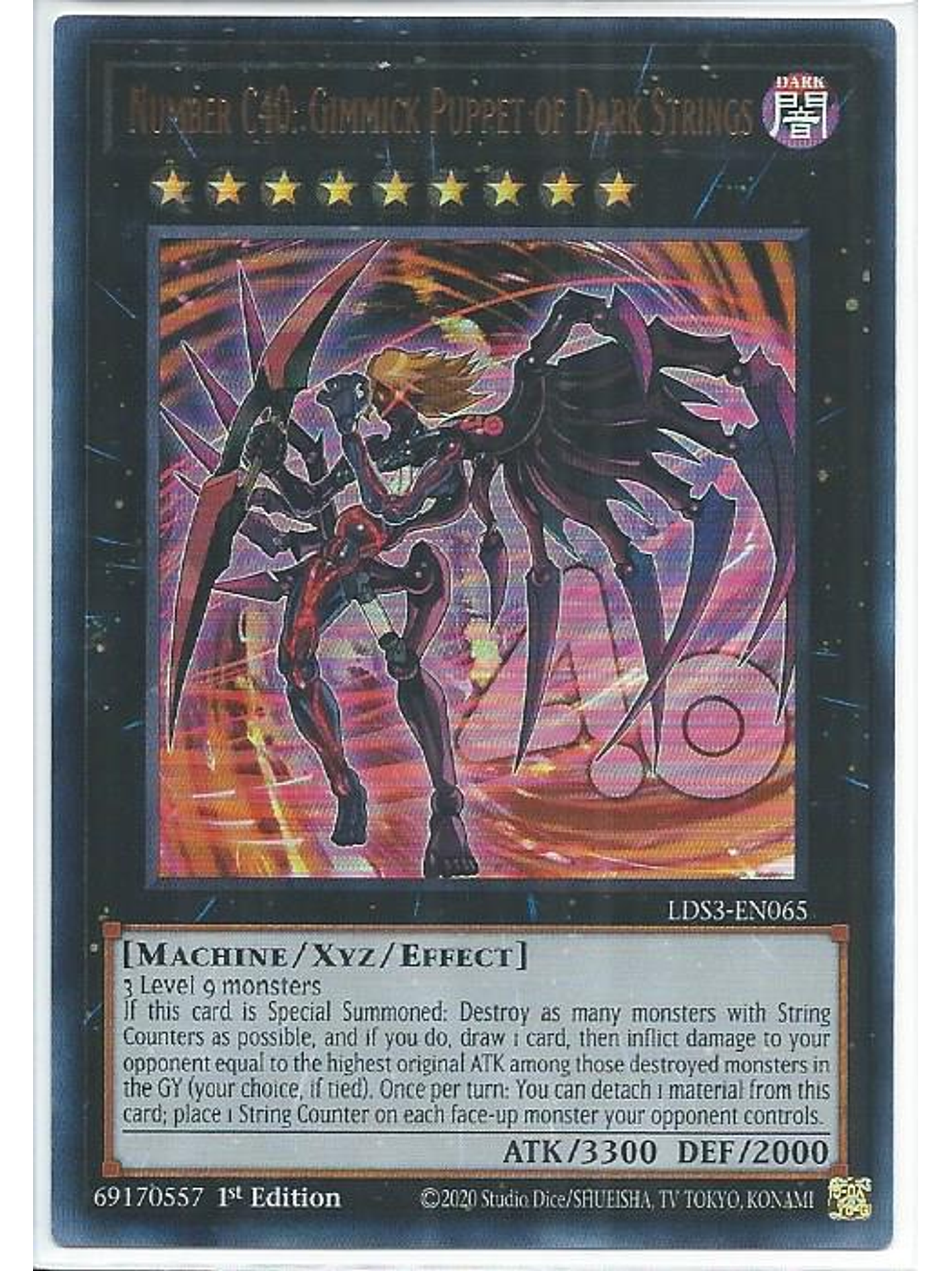 Number C40: Gimmick Puppet of Dark Strings (Red) - LDS3-EN065 Ultra Rare 1st Edition 1