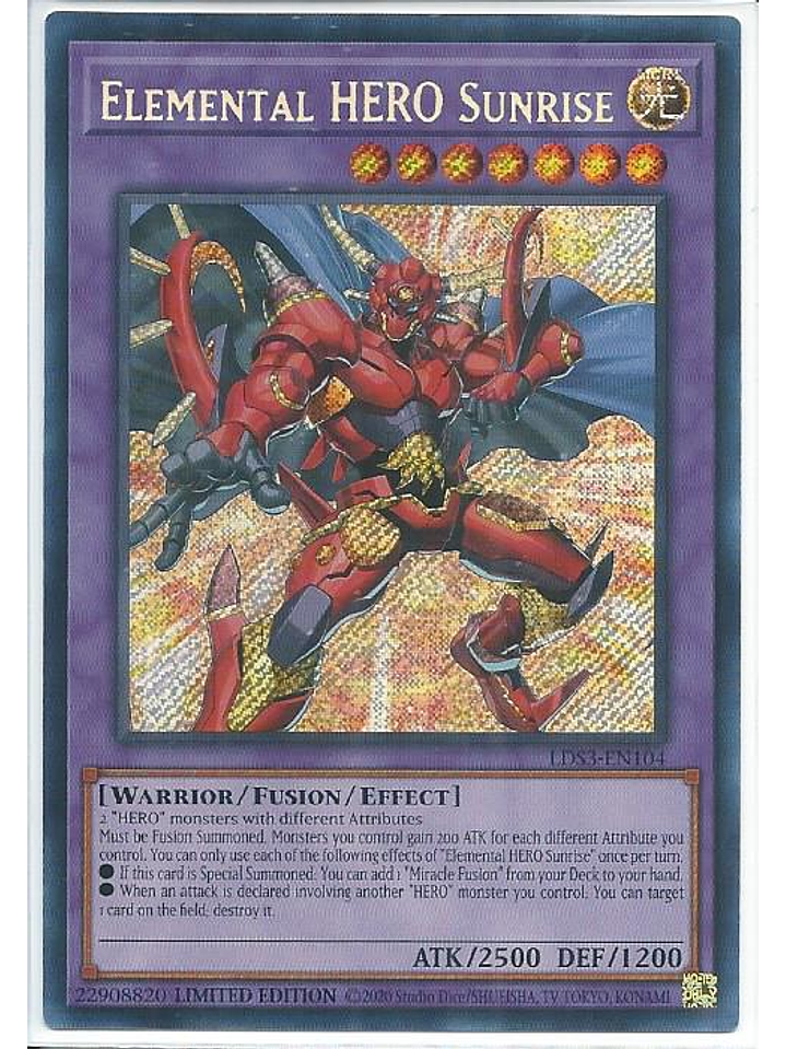 Elemental HERO Sunrise - LDS3-EN104 - Secret Rare 1st Edition 1
