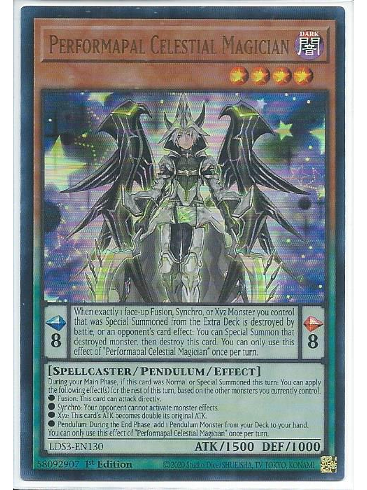 Performapal Celestial Magician (Blue) - LDS3-EN130 - Ultra Rare 1st Edition 1