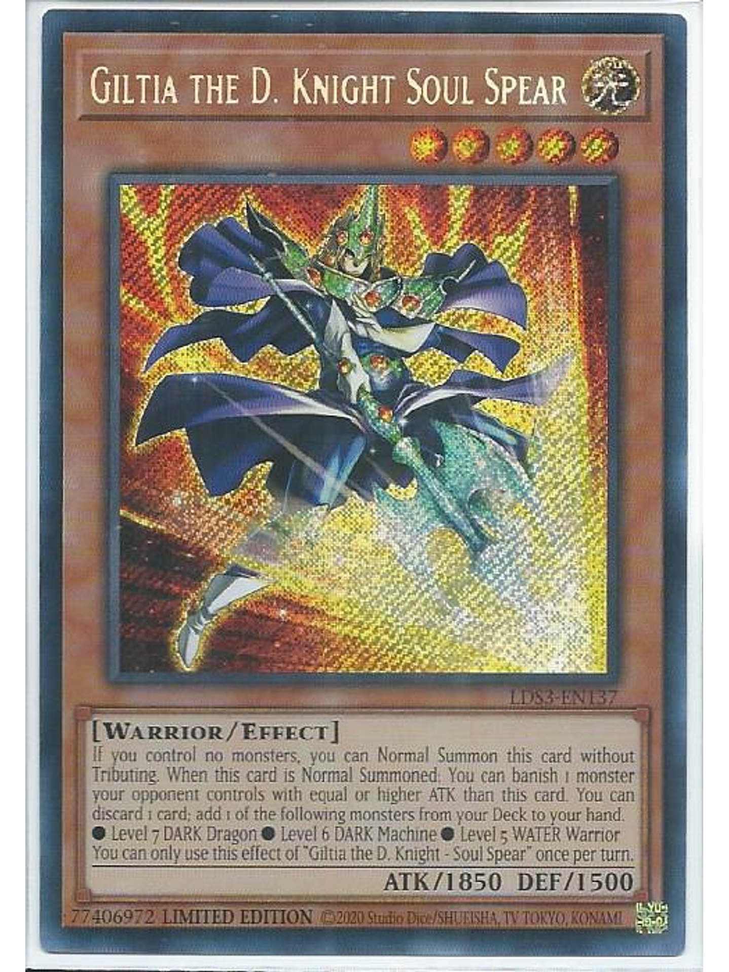 Giltia the D. Knight - Soul Spear - LDS3-EN137 - Secret Rare 1st Edition 1