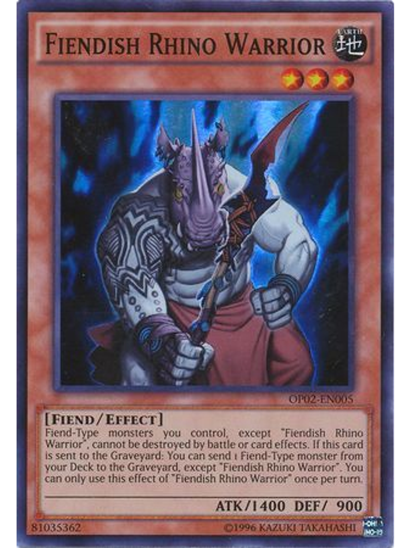 Fiendish Rhino Warrior - OP02-EN005 - Super Rare 1