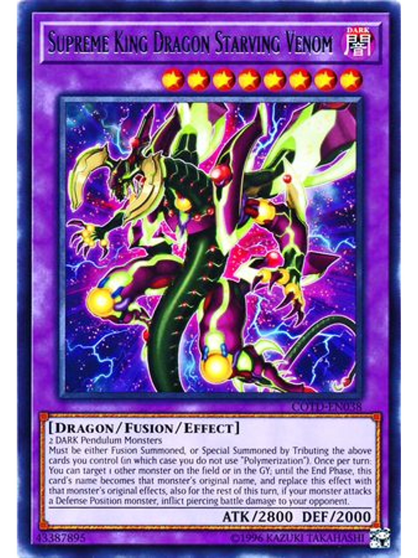 Supreme King Dragon Starving Venom - COTD-EN038 - Rare Unlimited 1