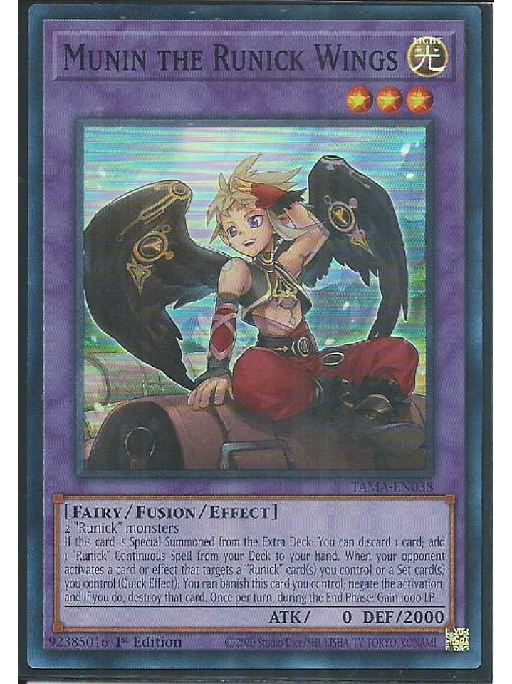 Munin the Runick Wings - TAMA-EN038 - Super Rare 1st Edition 1