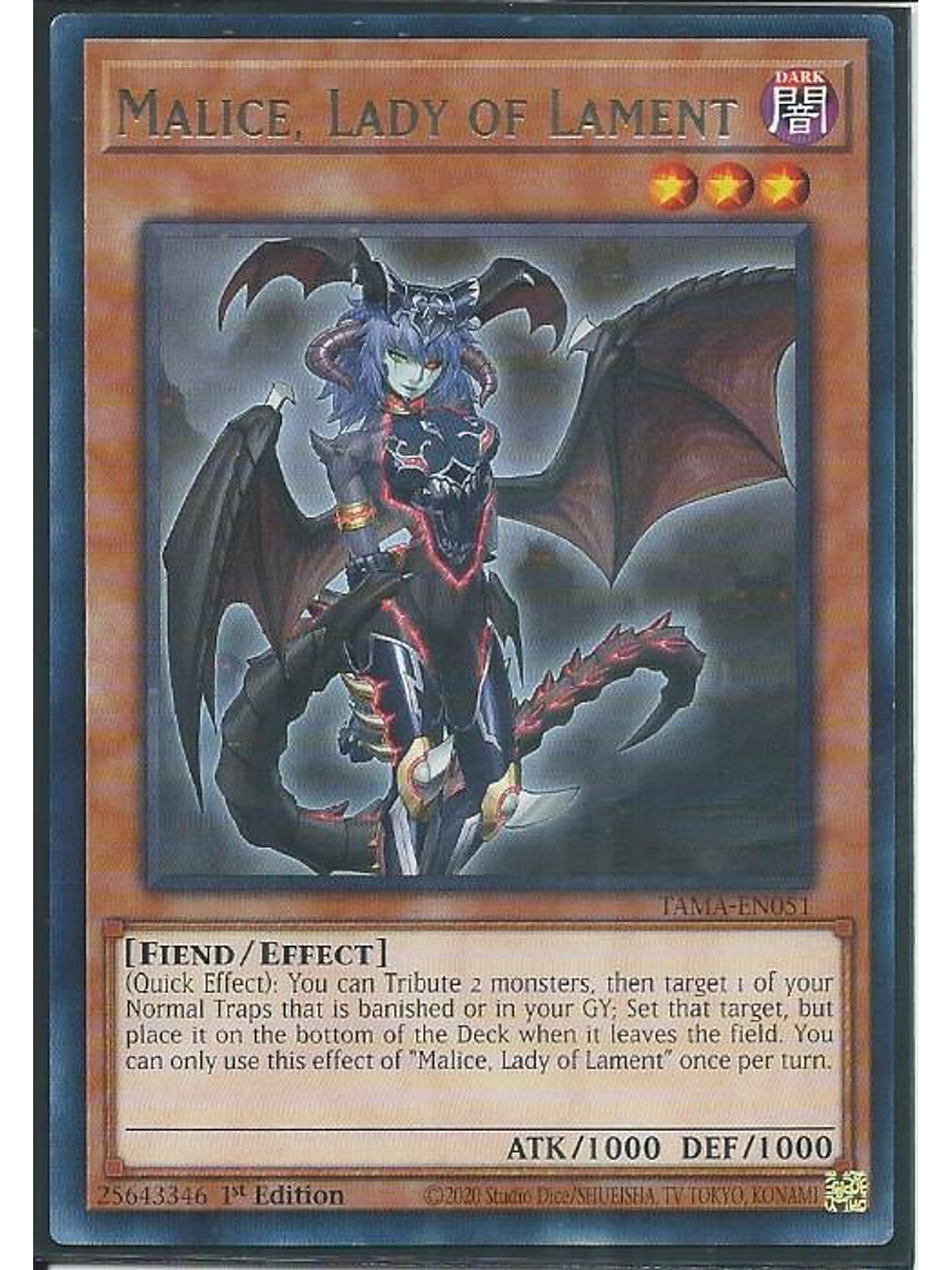 Malice, Lady of Lament - TAMA-EN051 - Rare 1st Edition 1