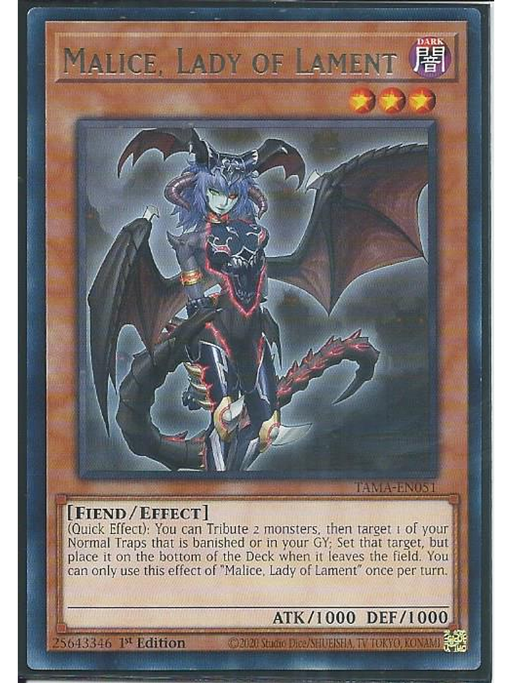 Malice, Lady of Lament - TAMA-EN051 - Rare 1st Edition 1