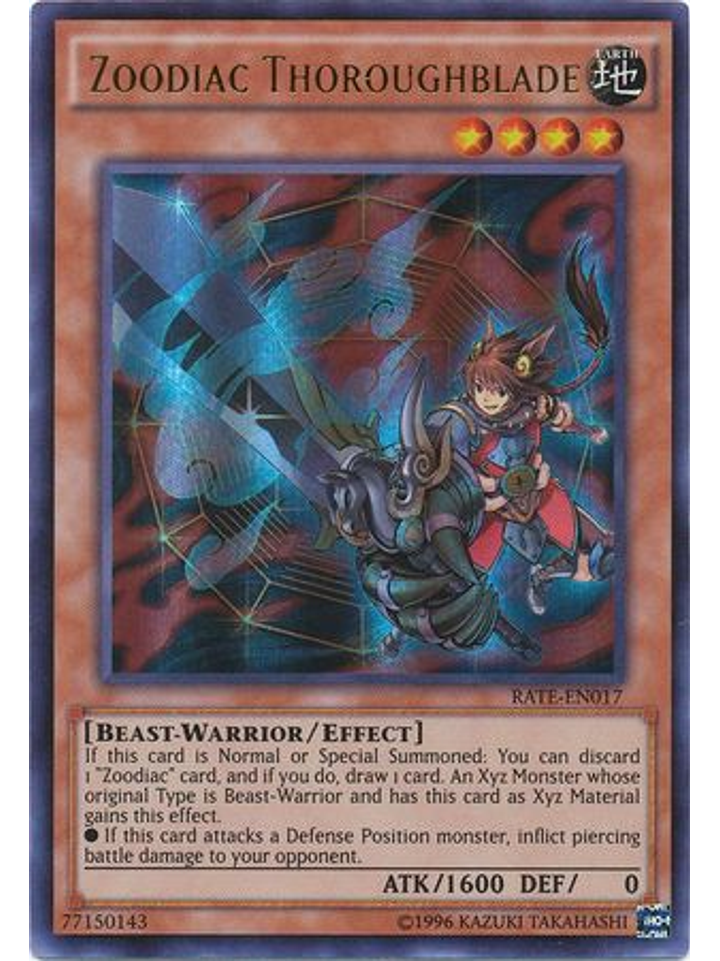 Zoodiac Thoroughblade - RATE-EN017 - Ultra Rare Unlimited 1