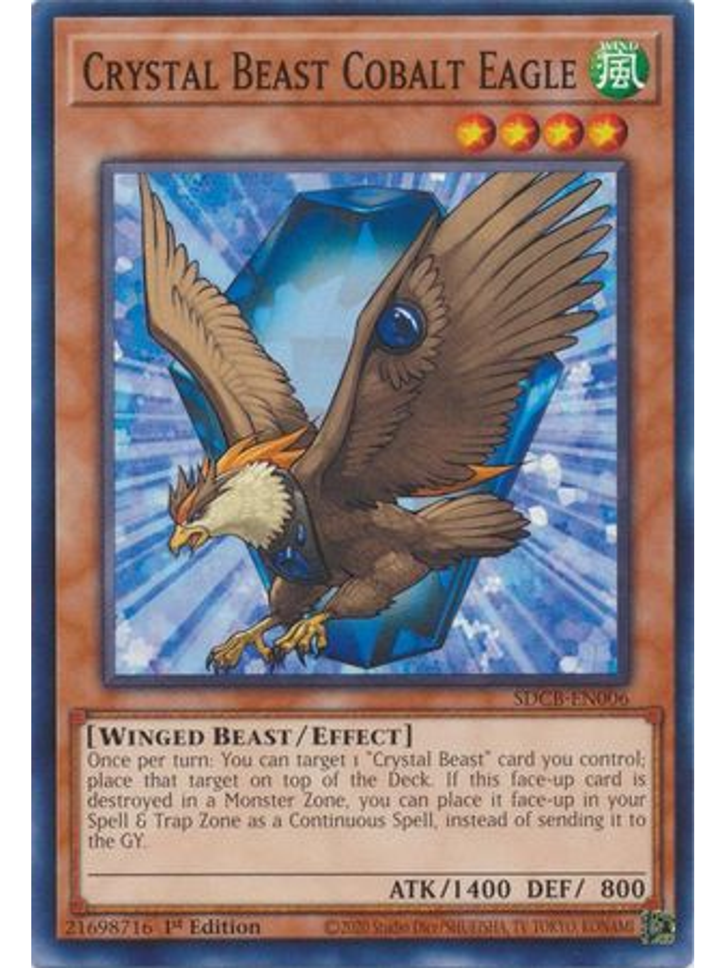 Crystal Beast Cobalt Eagle - SDCB-EN006 - Common 1st Edition 1