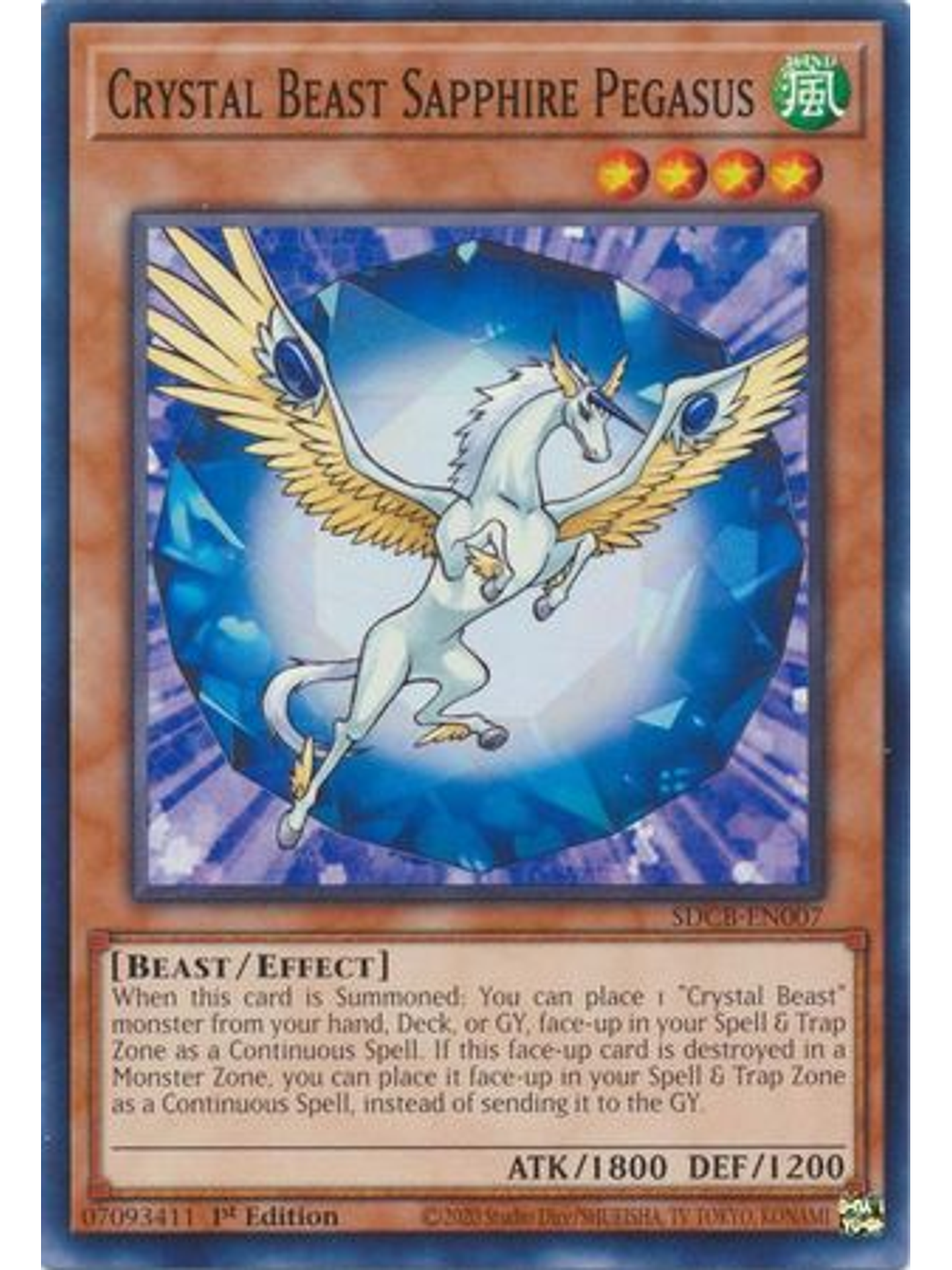 Crystal Beast Sapphire Pegasus - SDCB-EN007 - Common 1st Edition 1