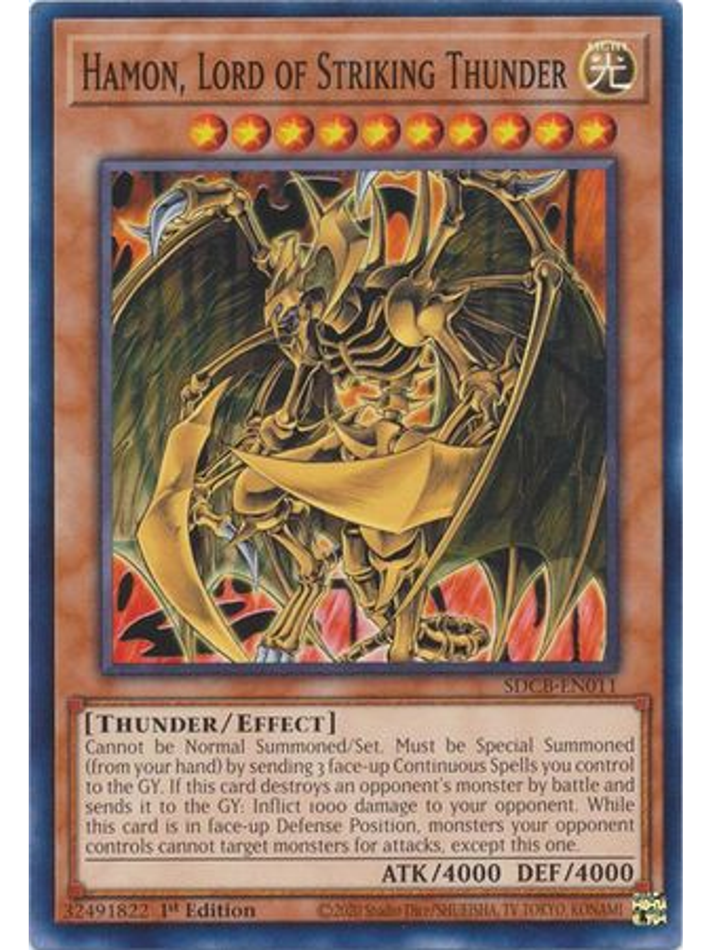 Hamon, Lord of Striking Thunder - SDCB-EN011 - Common 1st Edition 1