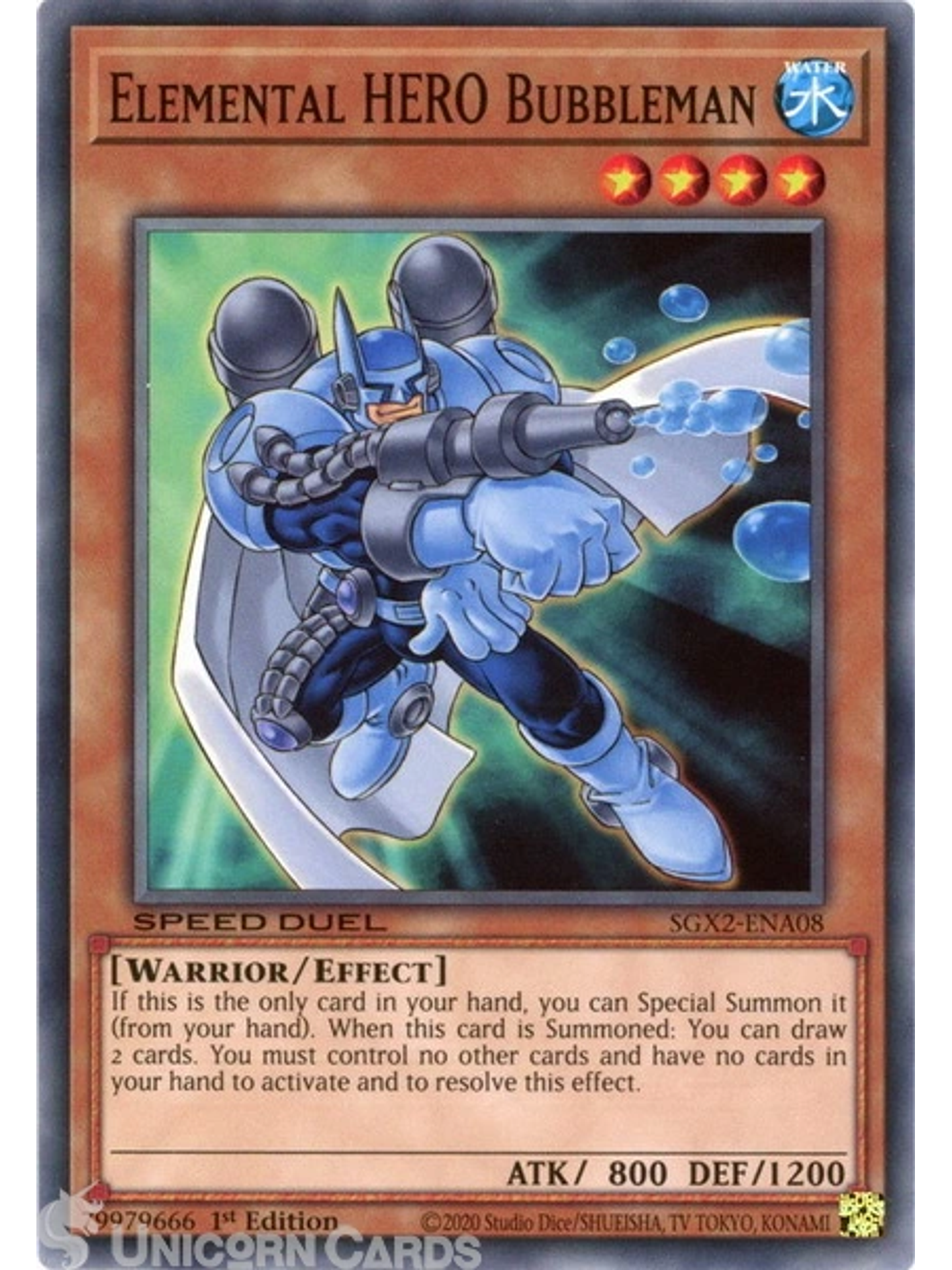 Elemental HERO Bubbleman - SGX2-ENA08 - Common 1st Edition 1