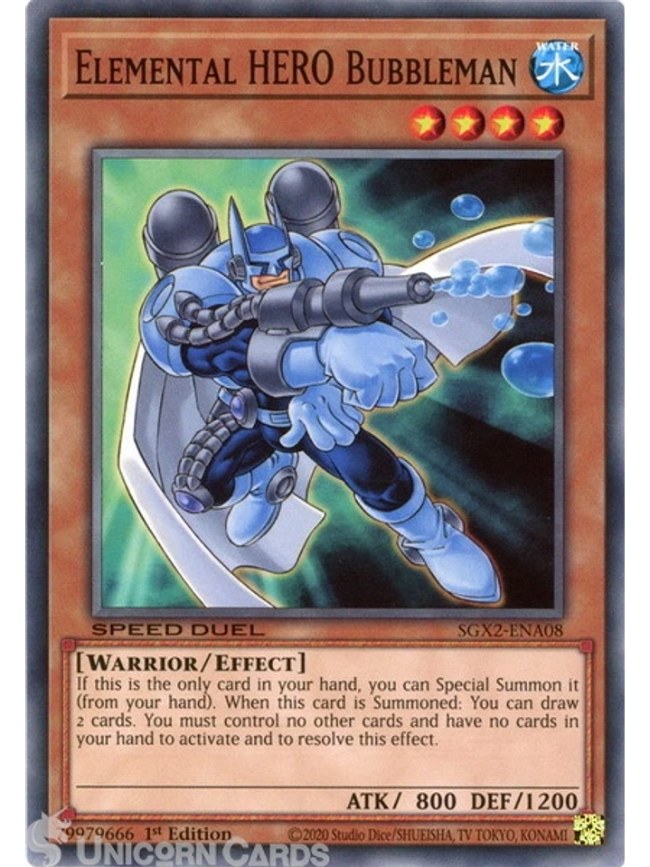 Elemental HERO Bubbleman - SGX2-ENA08 - Common 1st Edition 1