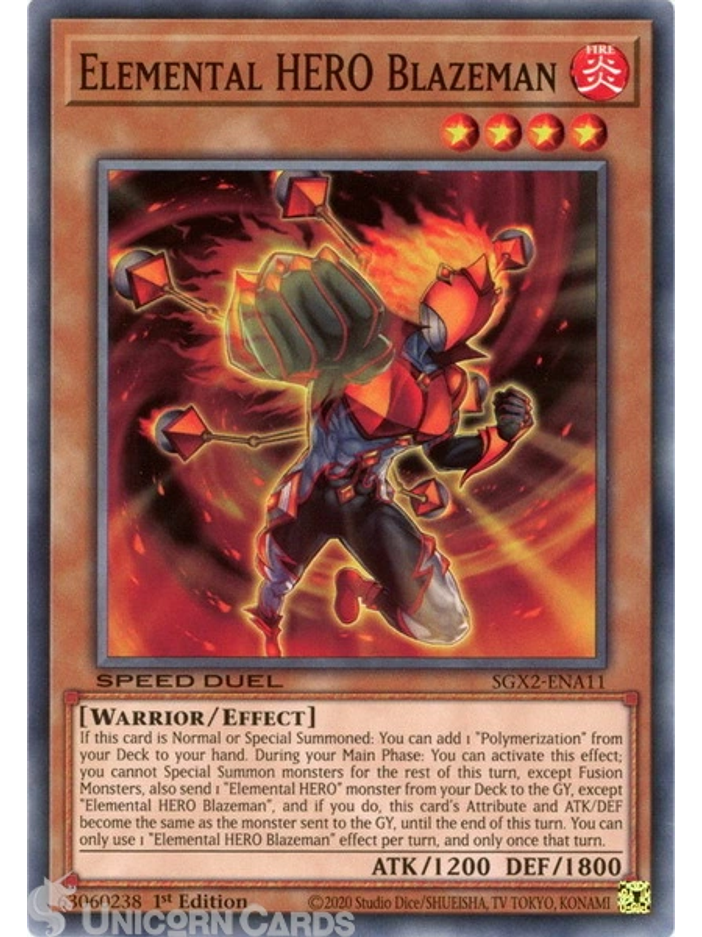 Elemental HERO Blazeman - SGX2-ENA11 - Common 1st Edition 1