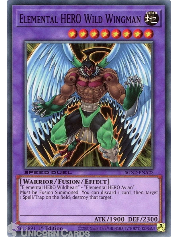 Elemental HERO Wild Wingman - SGX2-ENA23 - Common 1st Edition 1