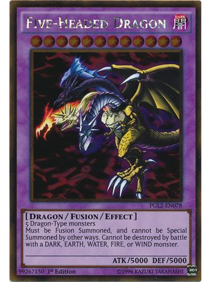 Five-Headed Dragon - PGL2-EN078 - Gold Rare 1st Edition 1