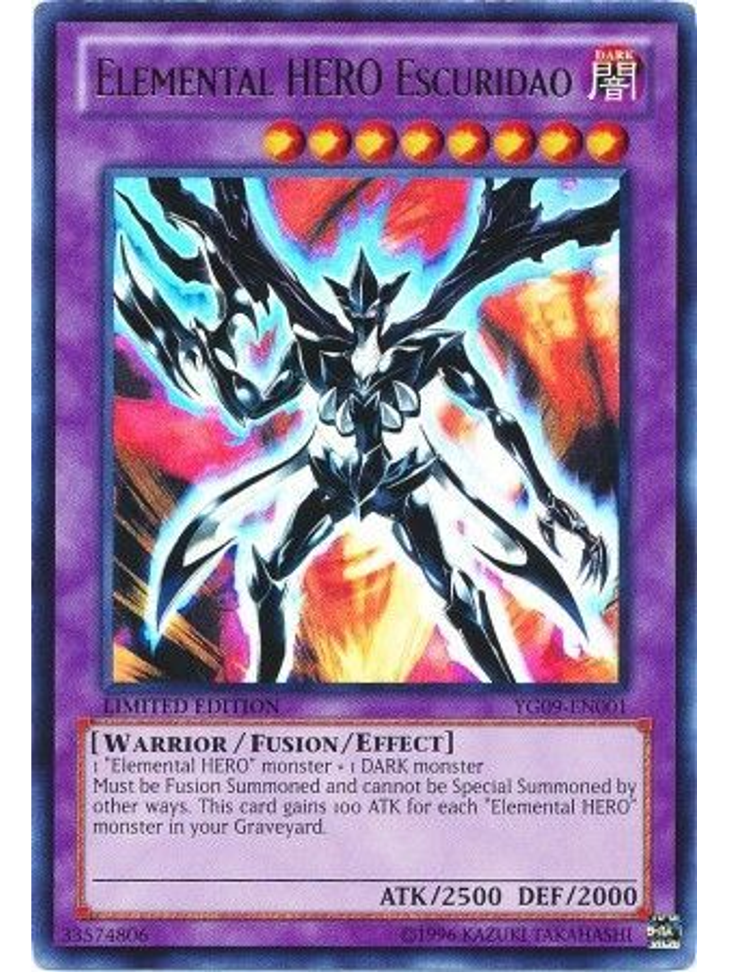 Elemental Hero Escuridao - YG09-EN001 - Ultra Rare 1st Edition 1