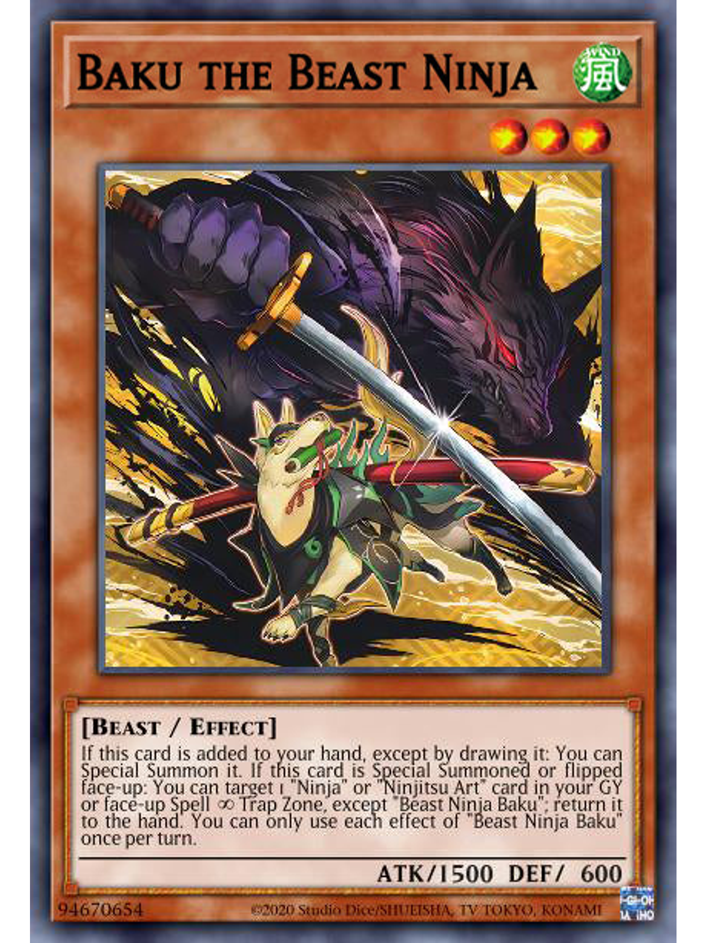 Baku the Beast Ninja  - DABL-EN017 - Super Rare 1st Edition 1