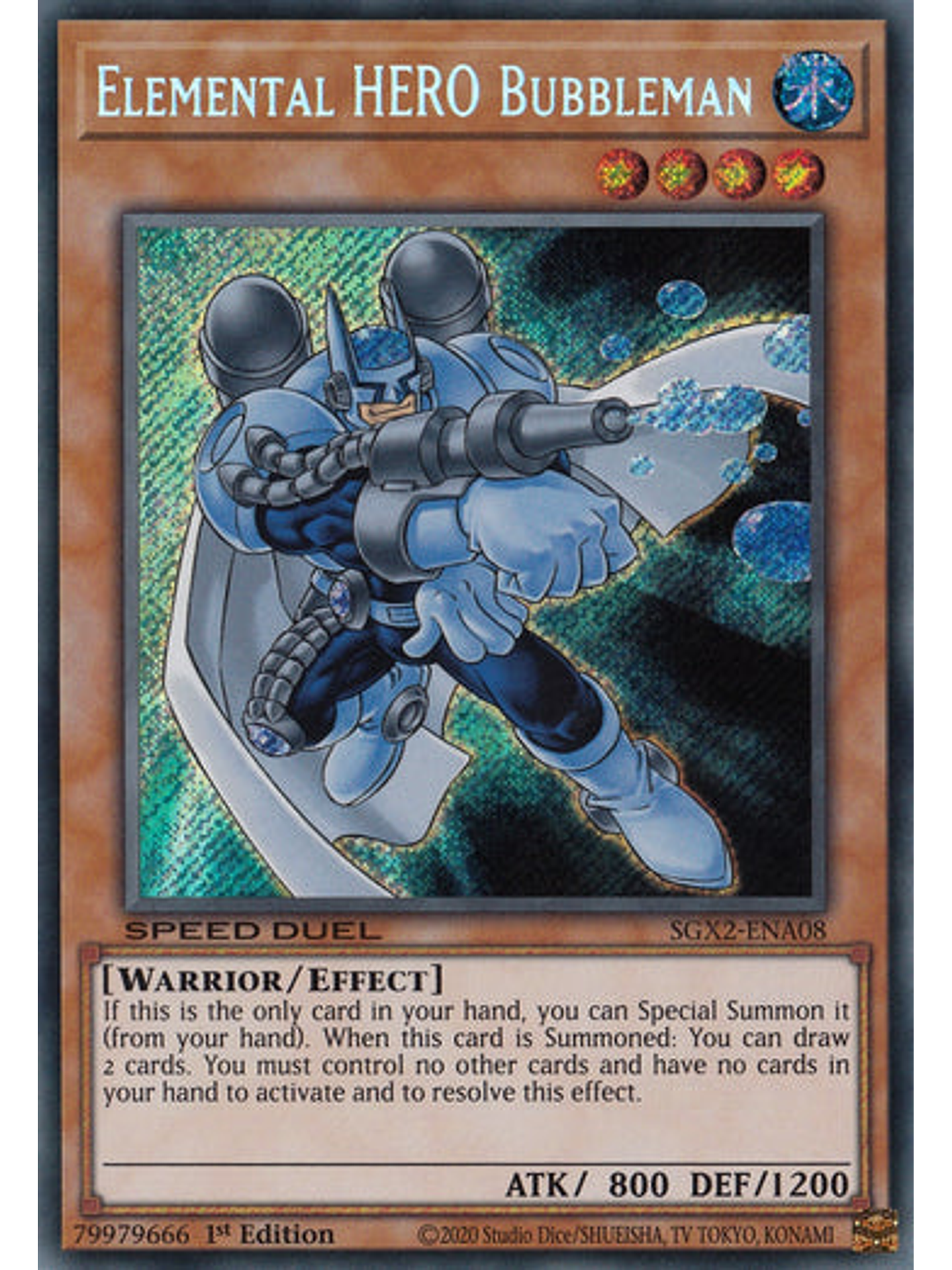 Elemental HERO Bubbleman - SGX2-ENA08 - Secret Rare 1st Edition 1