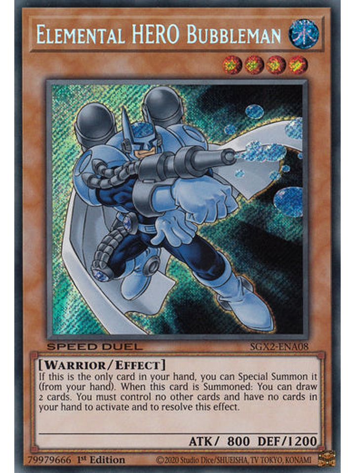 Elemental HERO Bubbleman - SGX2-ENA08 - Secret Rare 1st Edition 1