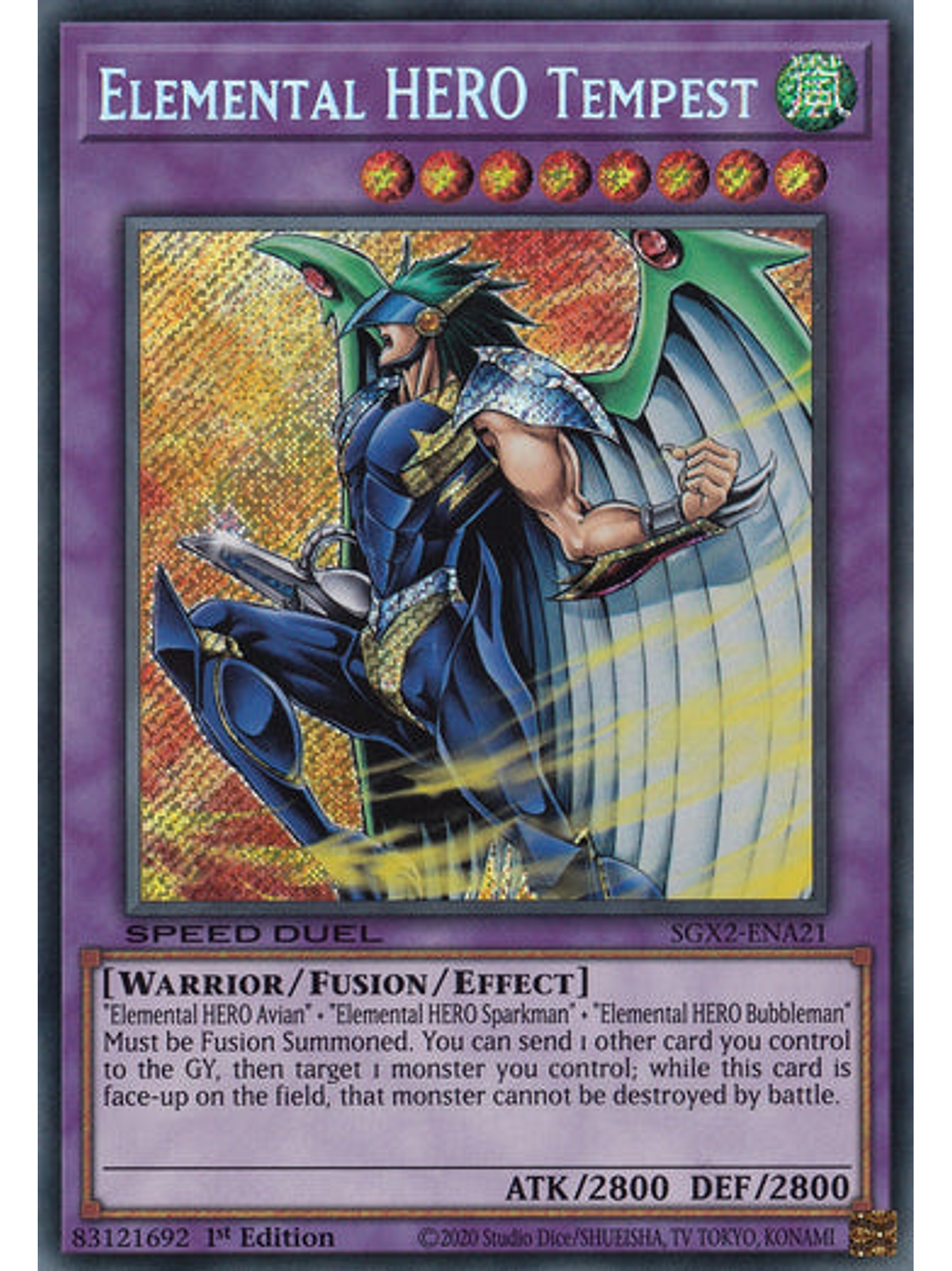 Elemental HERO Tempest - SGX2-ENA21 - Secret Rare 1st Edition 1