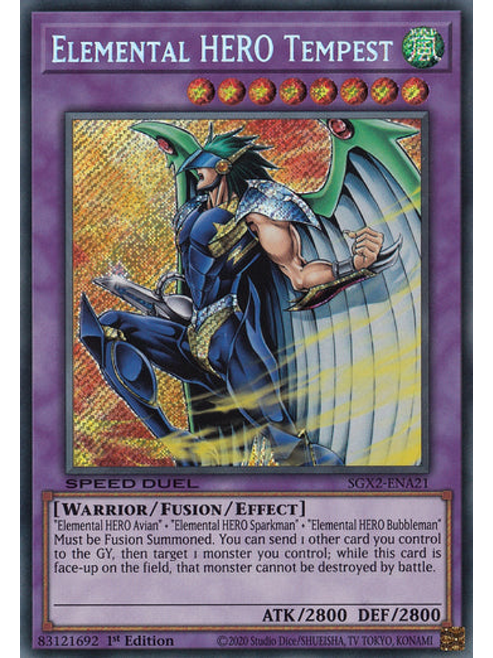 Elemental HERO Tempest - SGX2-ENA21 - Secret Rare 1st Edition 1