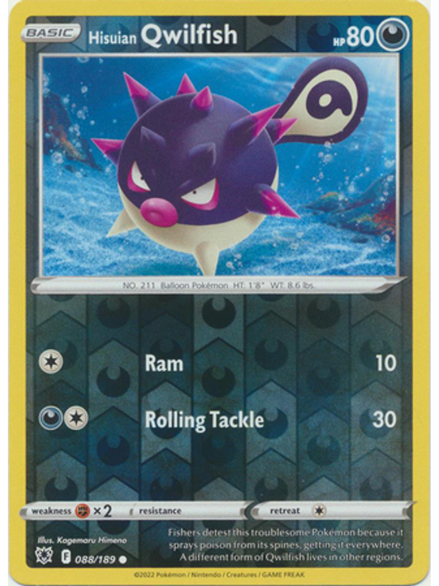 Hisuian Qwilfish - 088/189 - Common Reverse Holo 1