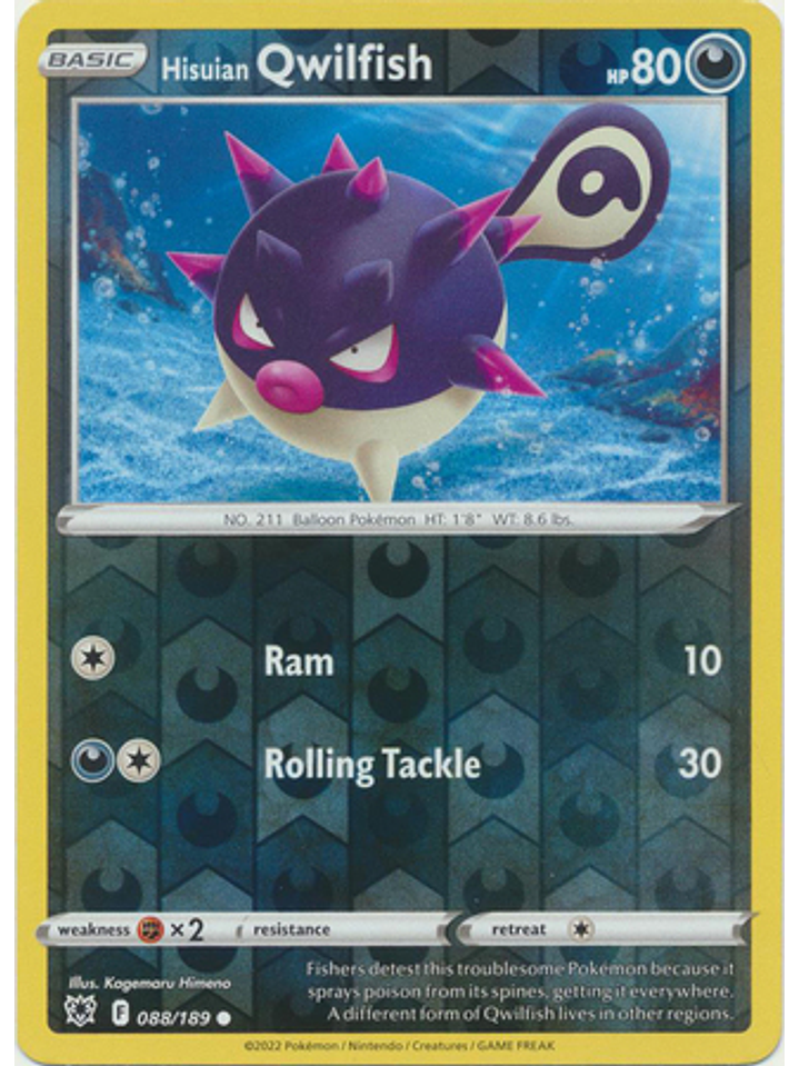 Hisuian Qwilfish - 088/189 - Common Reverse Holo 1