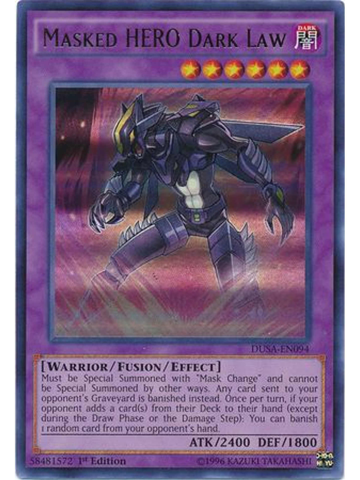 Masked HERO Dark Law - DUSA-EN094 - Ultra Rare 1st Edition 1