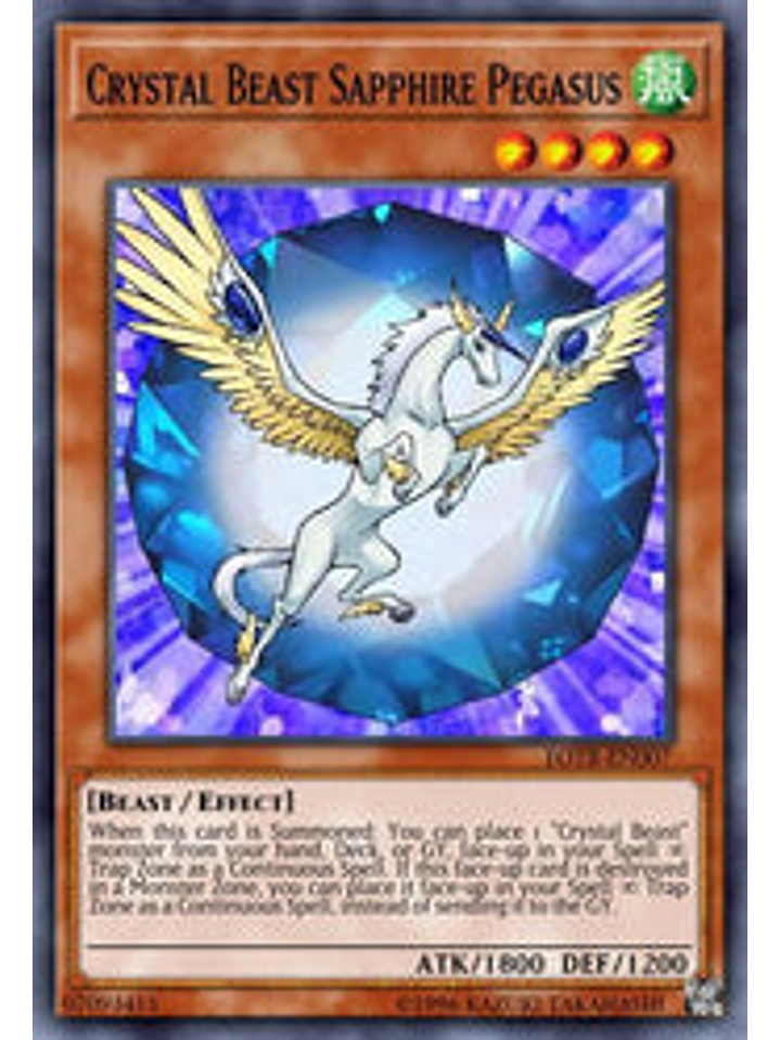 Crystal Beast Sapphire Pegasus - BLCR-EN053 - Ultra Rare 1st Edition 1