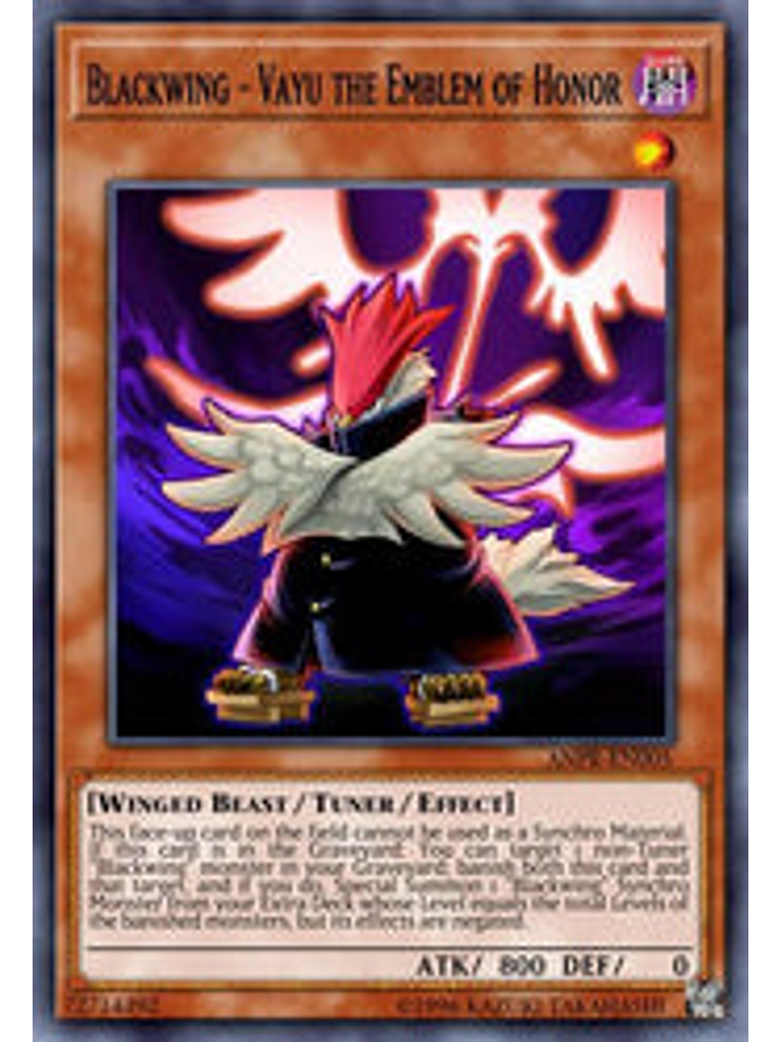Blackwing - Vayu the Emblem of Honor - BLCR-EN060 - Secret Rare 1st Edition 1