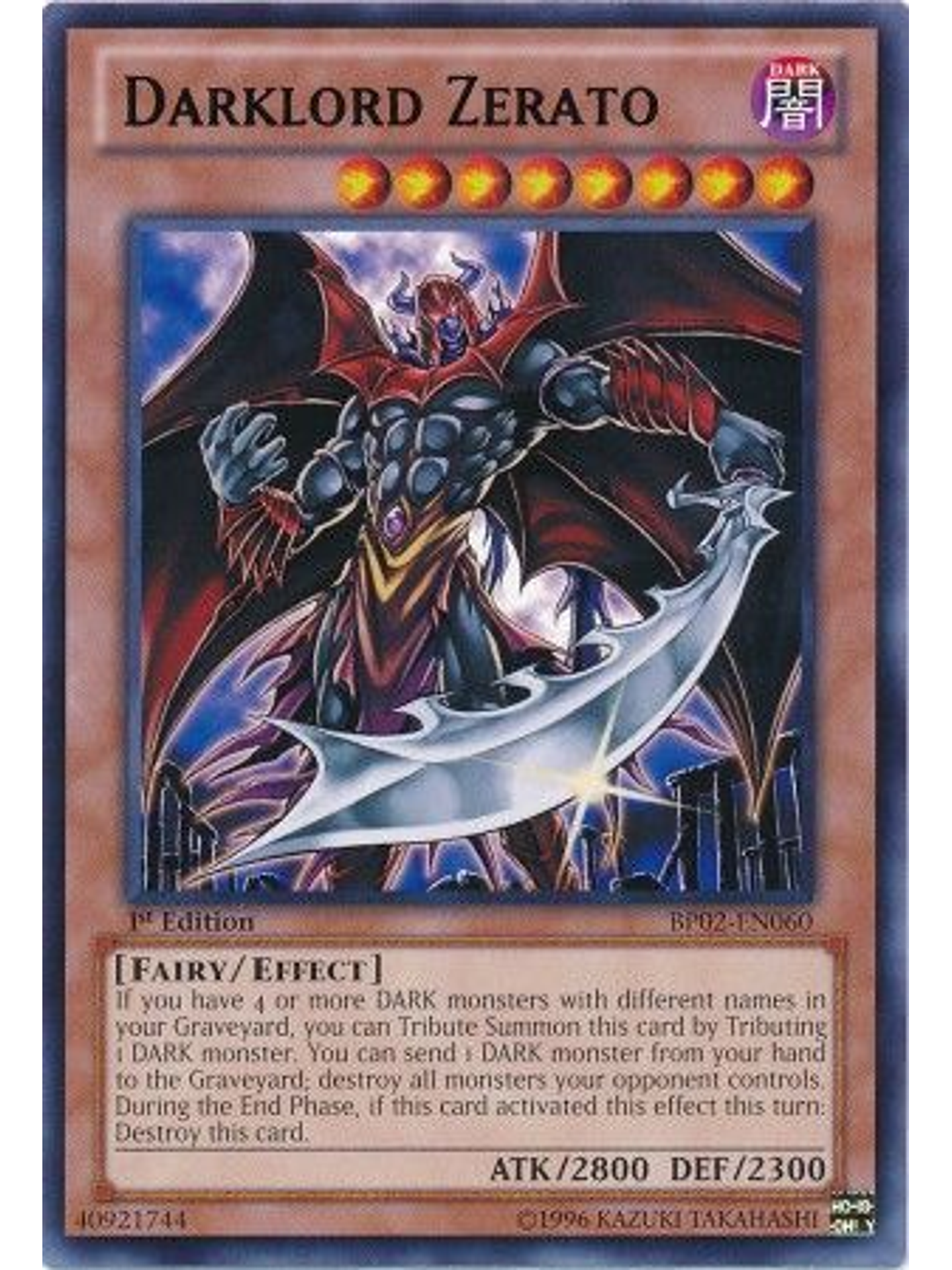 Darklord Zerato - BP02-EN060 - Rare 1st Edition 1