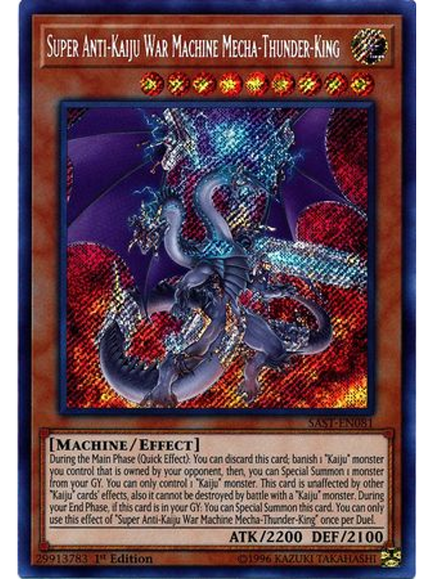 Super Anti-Kaiju War Machine Mecha-Thunder-King - SAST-EN081 -Secret Rare 1st Edition 1