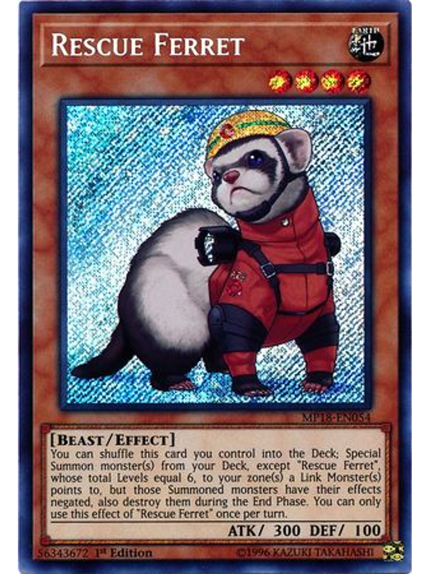Rescue Ferret - MP18-EN054 - Secret Rare 1st Edition 1