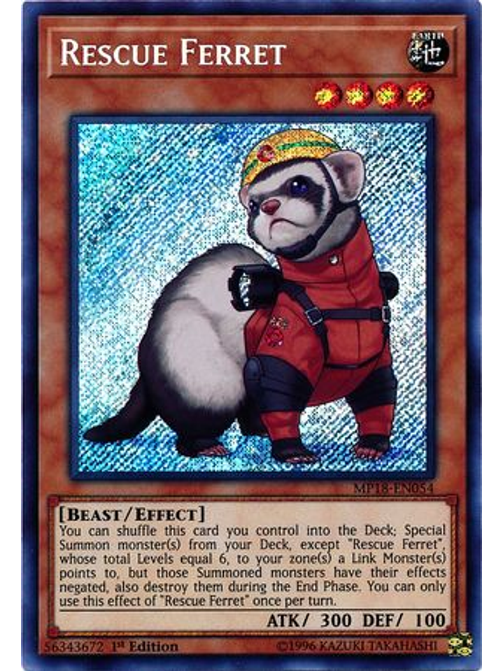 Rescue Ferret - MP18-EN054 - Secret Rare 1st Edition 1