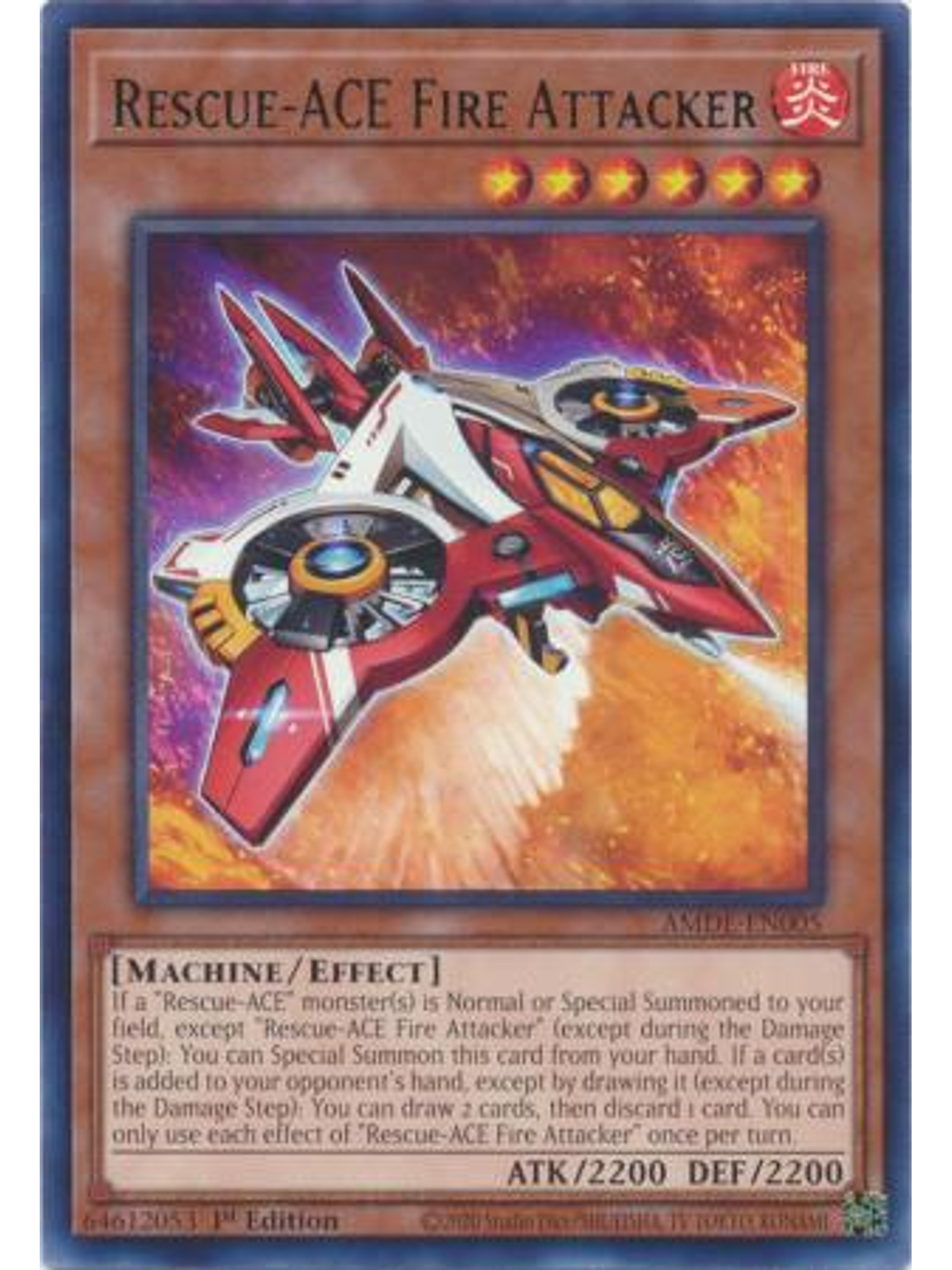 Rescue-ACE Fire Attacker - AMDE-EN005 - Rare 1st Edition 1