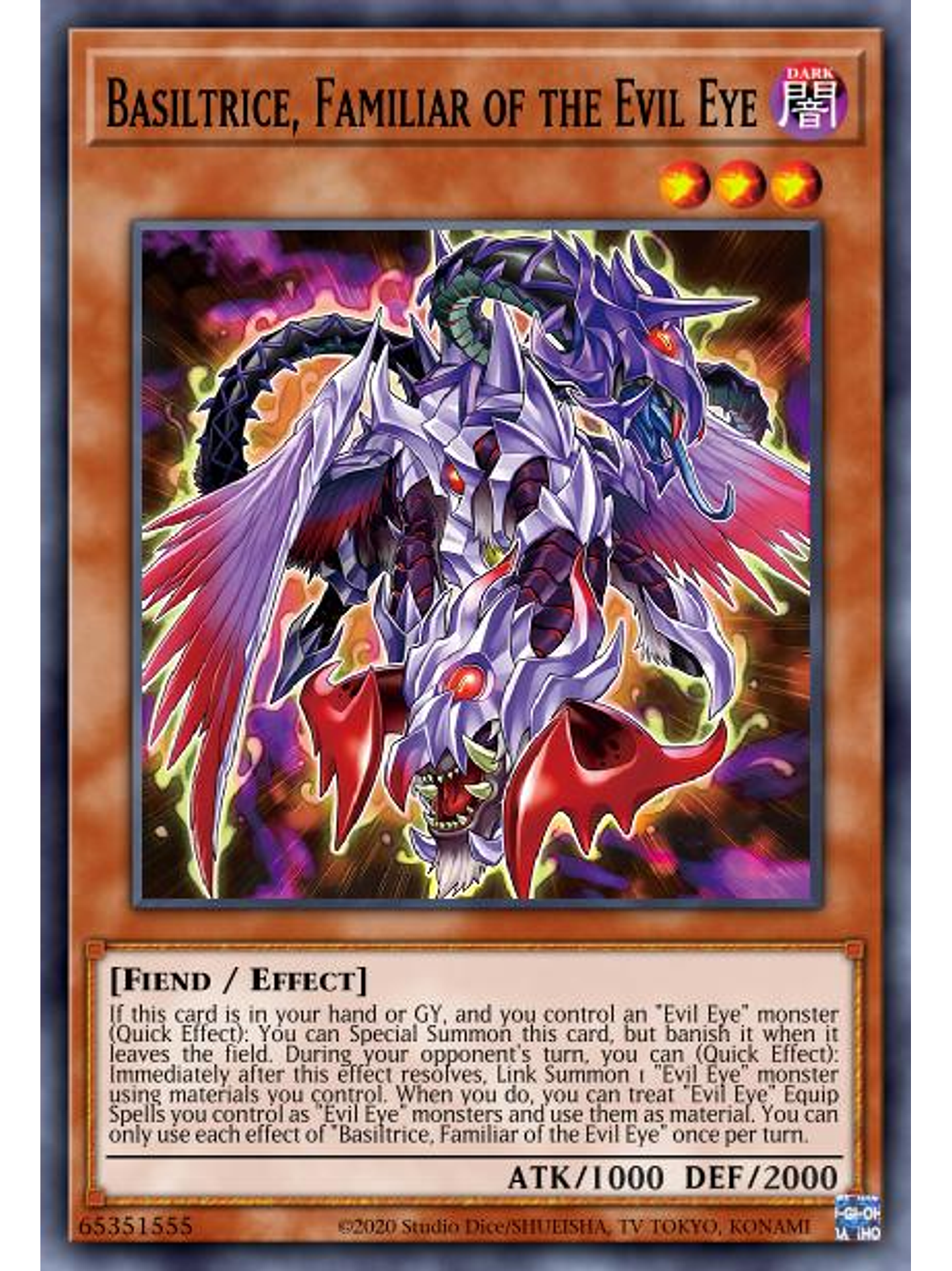 Basiltrice, Familiar of the Evil Eye - PHHY-EN019 - Common 1st Edition 1