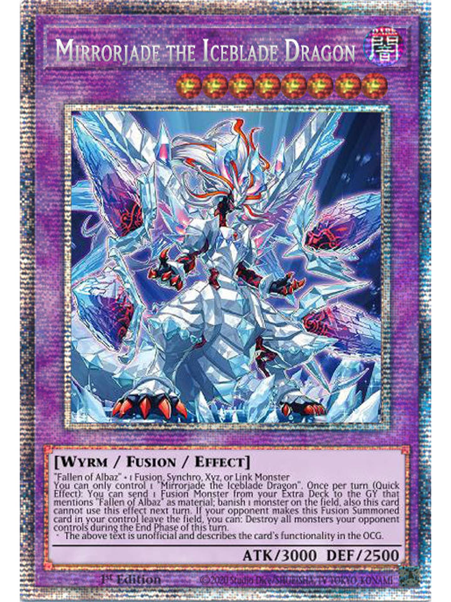 Mirrorjade the Iceblade Dragon - PHHY-EN100 - Starlight Rare 1st Edition 1