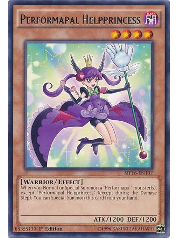 Performapal Helpprincess - MP16-EN107 - Rare 1st Edition 1