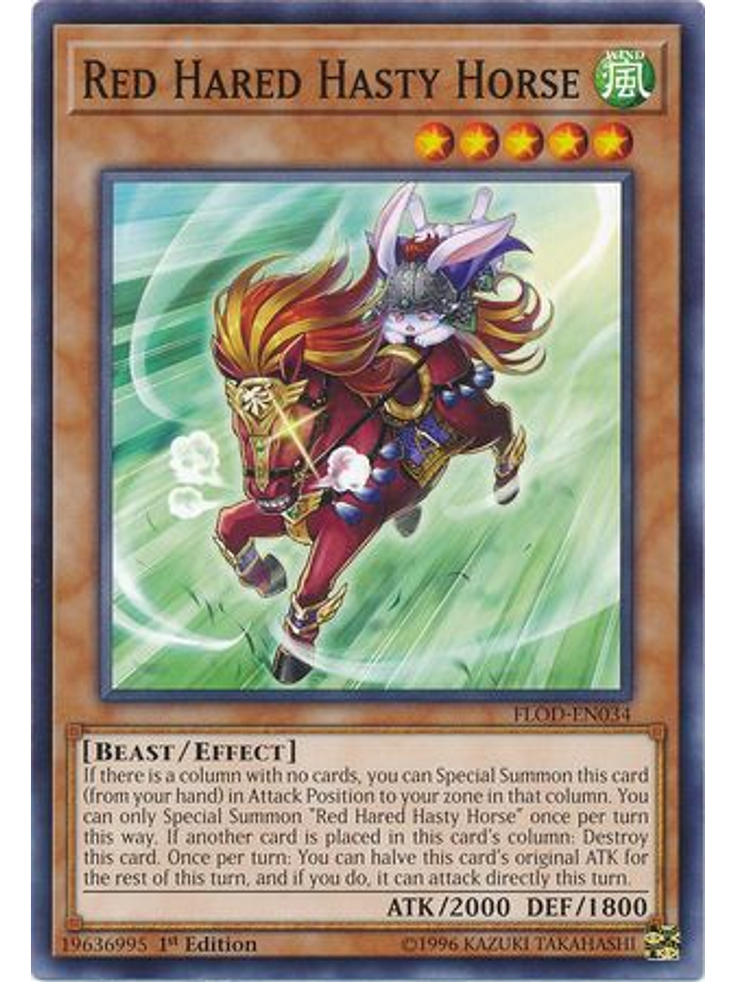 Red Hared Hasty Horse - FLOD-EN034 - Common 1st Edition 1