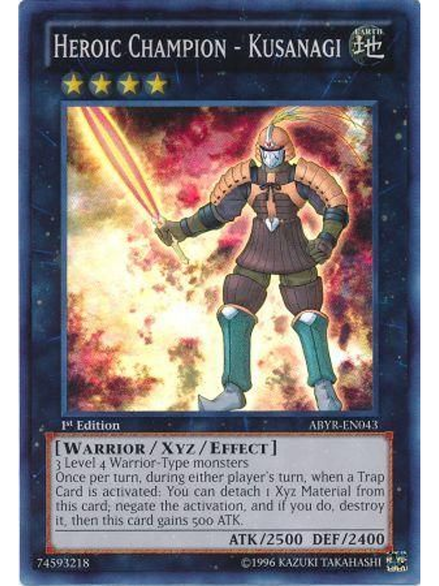 Heroic Champion - Kusanagi - ABYR-EN043 - Super Rare 1st Edition 1