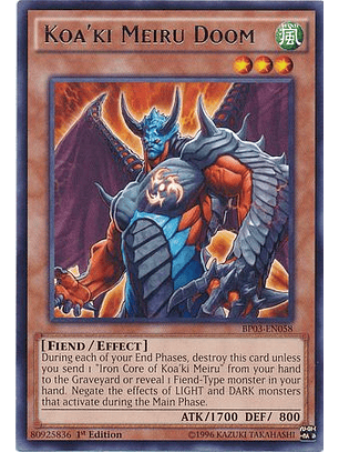 Koa'ki Meiru Doom - BP03-EN058 - Rare 1st Edition