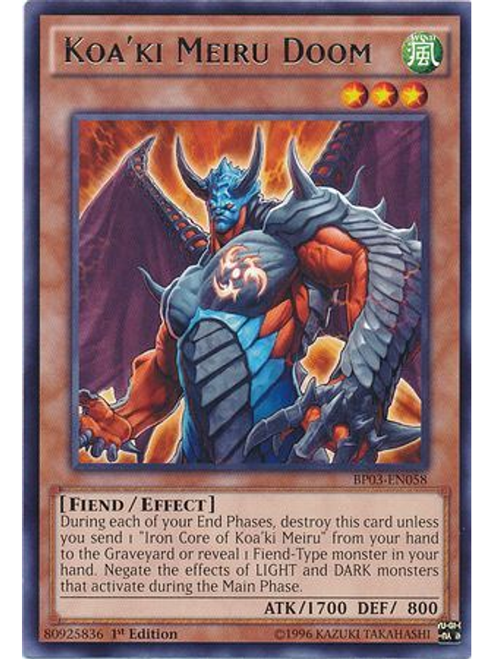Koa'ki Meiru Doom - BP03-EN058 - Rare 1st Edition 1