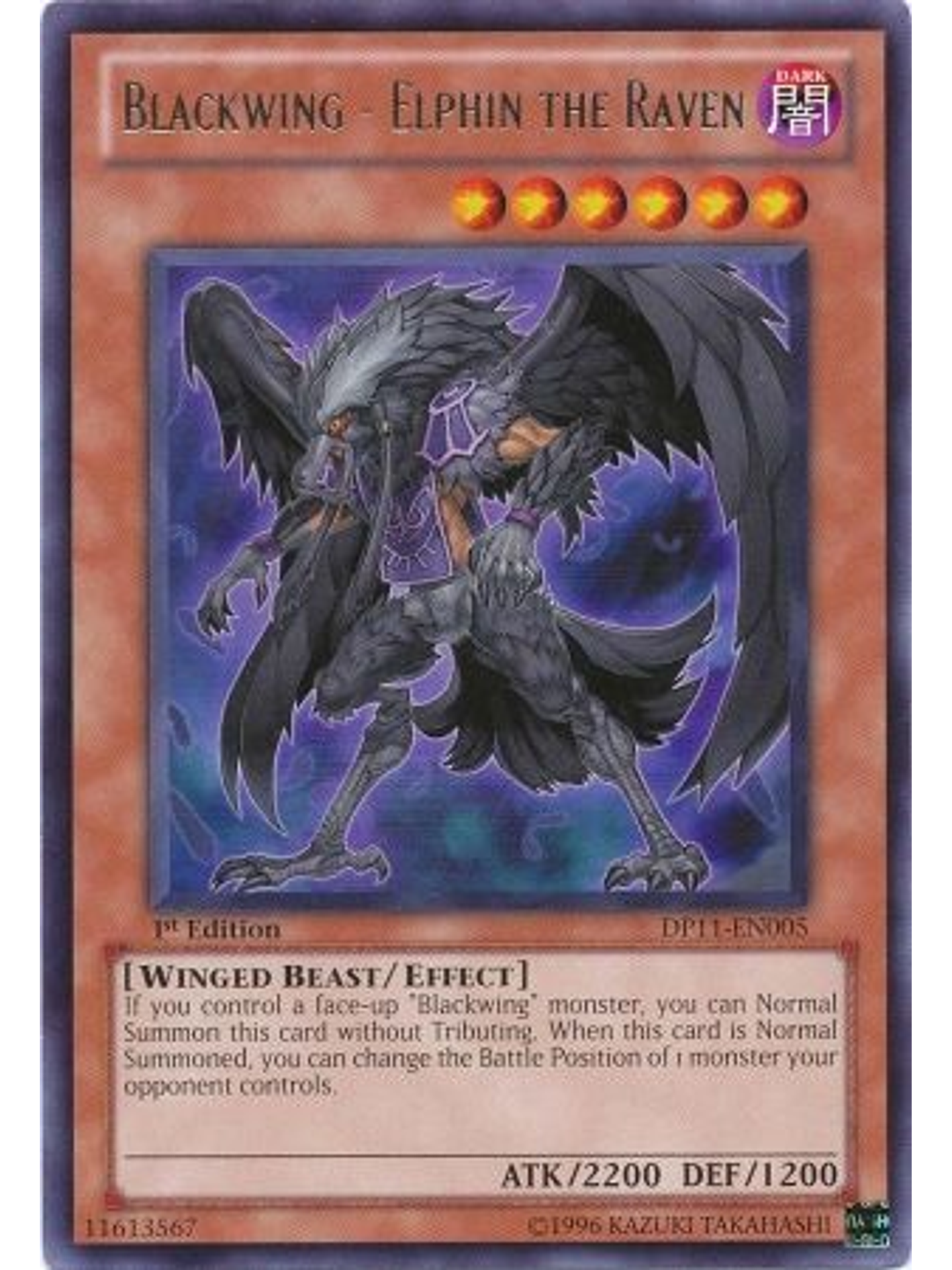 Blackwing - Elphin the Raven - DP11-EN005 - Rare 1st Edition 1