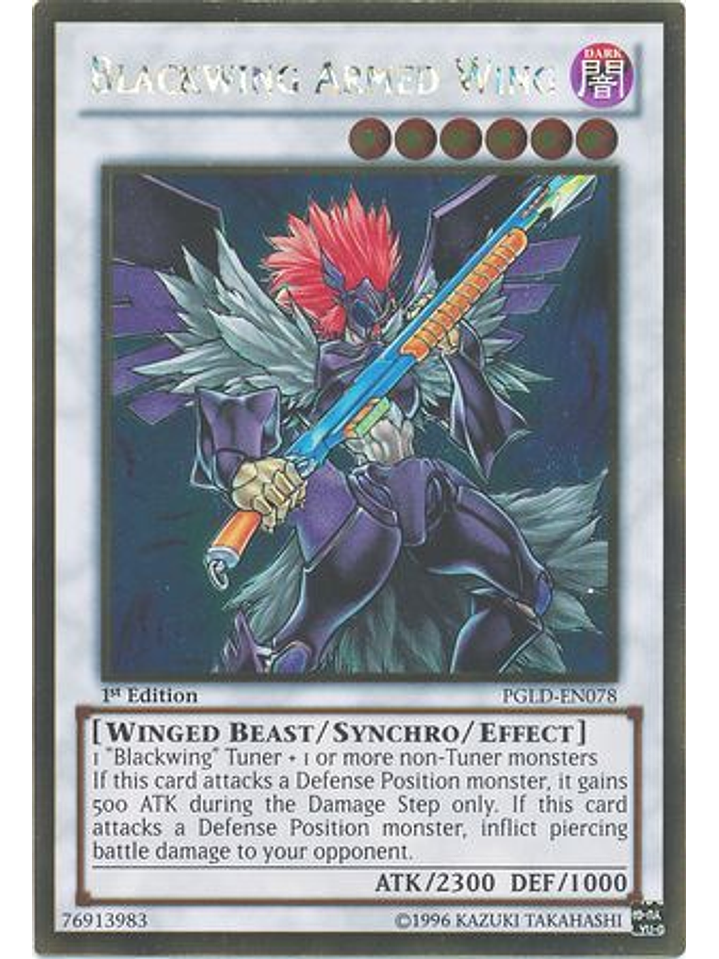 Blackwing Armed Wing - PGLD-EN078 - Gold Rare 1st Edition 1