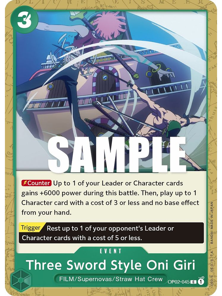 OP02-045 C Three Sword Style Oni Giri 1