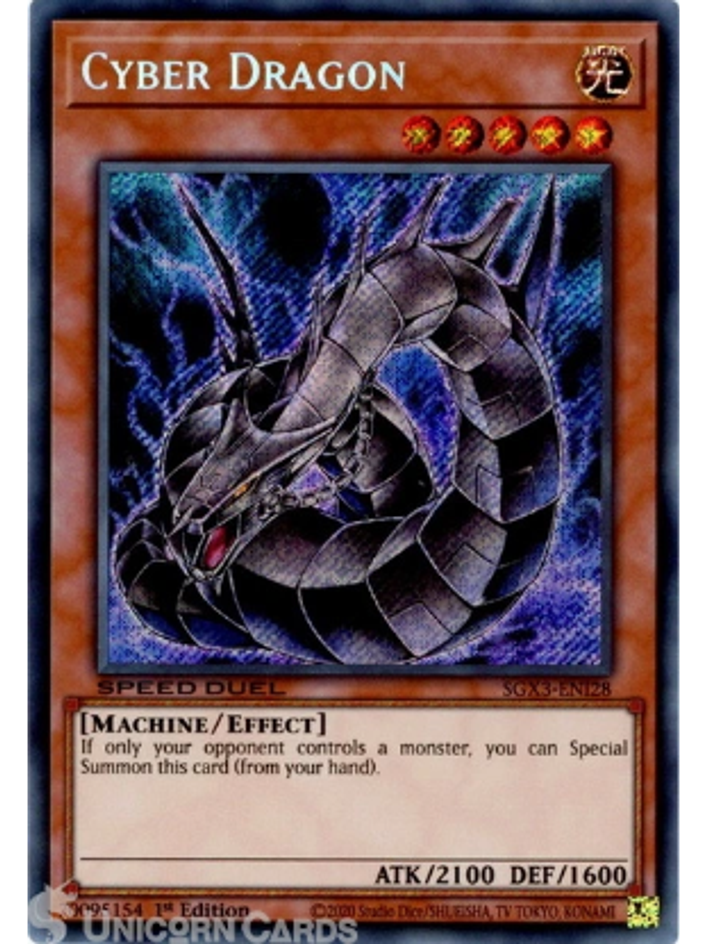Cyber Dragon (alternate art) - SGX3-ENI28 - Secret Rare 1st Edition 1