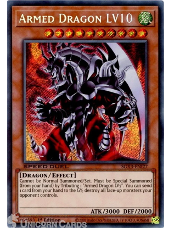 Armed Dragon LV10 - SGX3-ENI27 - Secret Rare 1st Edition 1
