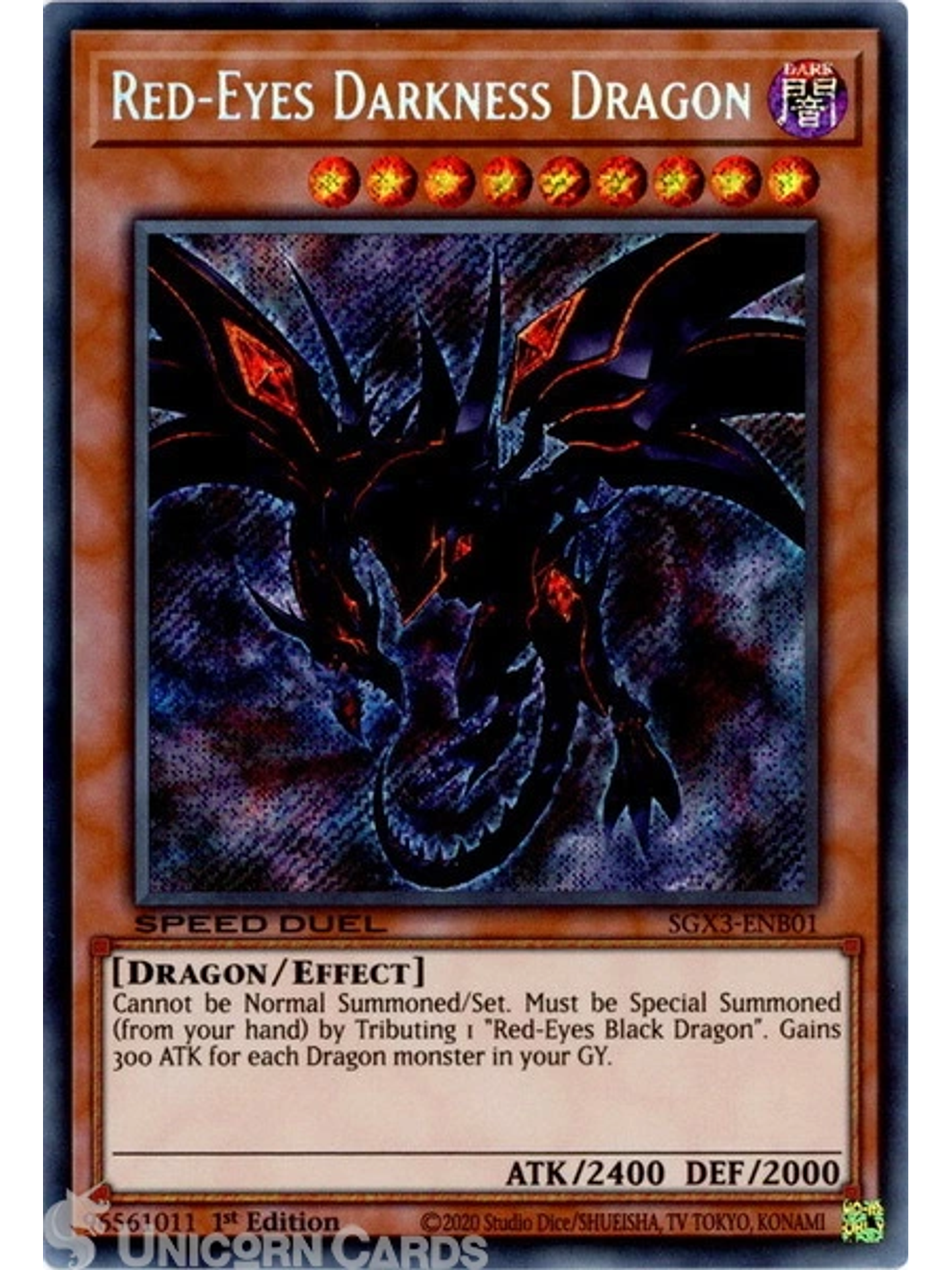 Red-Eyes Darkness Dragon - SGX3-ENB01 - Secret Rare 1st Edition 1