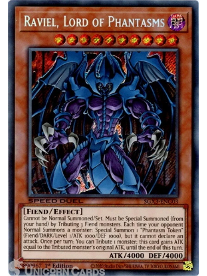 Raviel, Lord of Phantasms - SGX3-ENG03 - Secret Rare 1st Edition 1